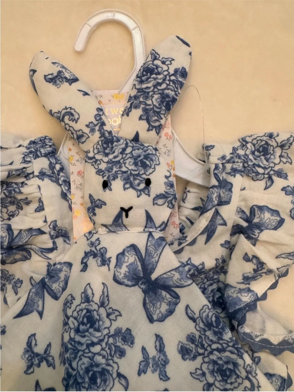 Vintage Style Floral Infant Romper with Matching Bunny Toy